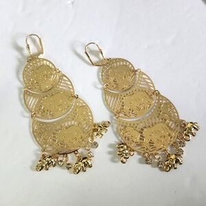 Statement Boho Gold Filled Elephant Chandelier Earrings